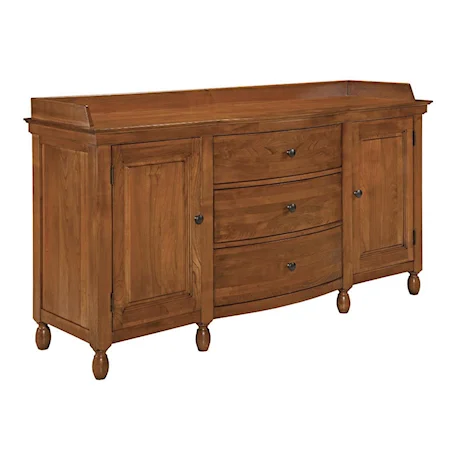 Bow Front Dining Credenza with Two Doors & Three Drawers